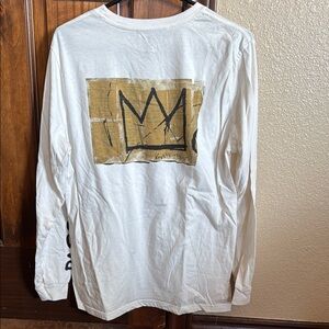 Basquiat Crown Cream Graphic Long Sleeve Shirt